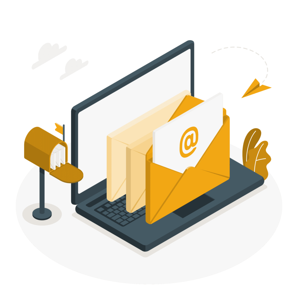 emails set up on an computer