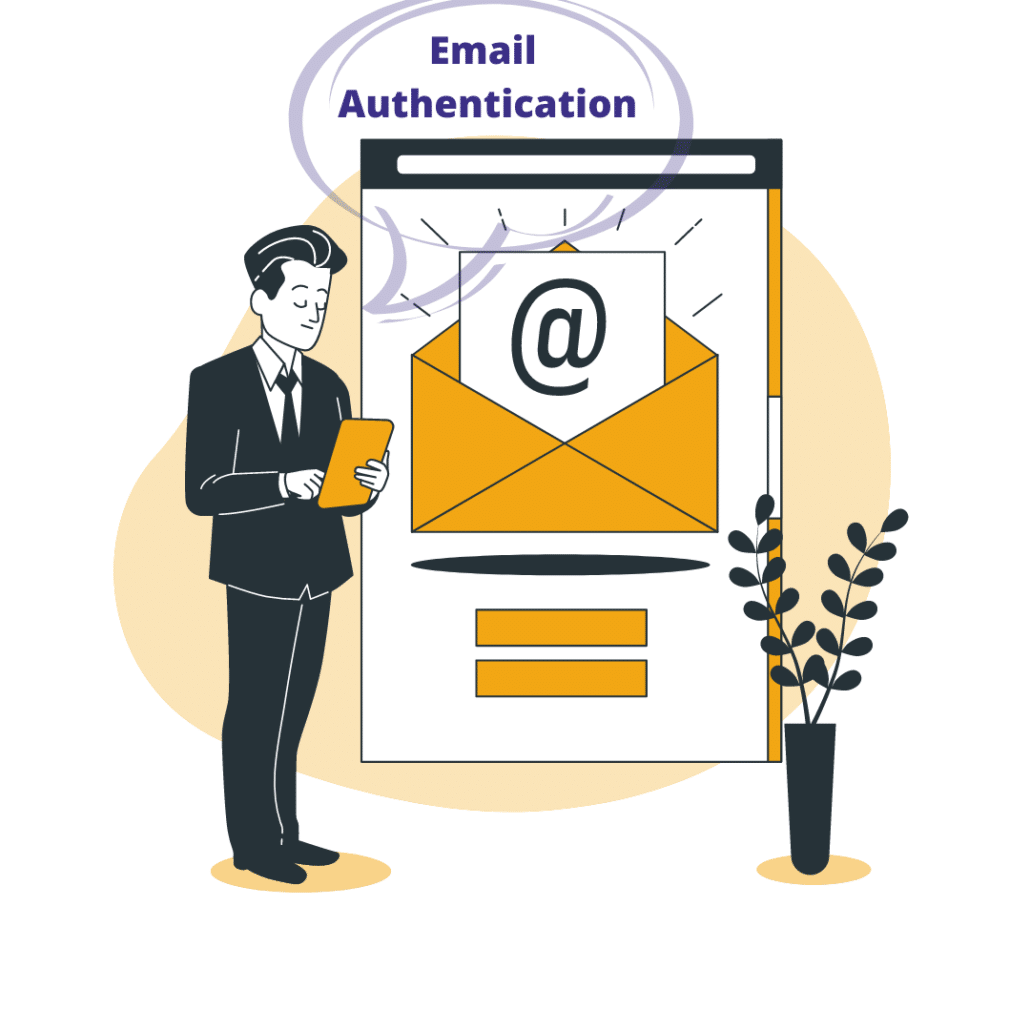 A man in front of a screen with an email